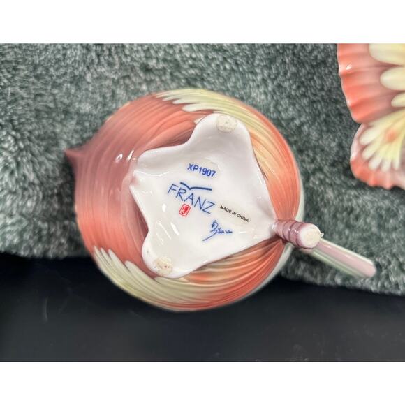 STUNNING Franz Porcelain Butterfly Cup Saucer Spoon New in Box - Picture 6 of 14